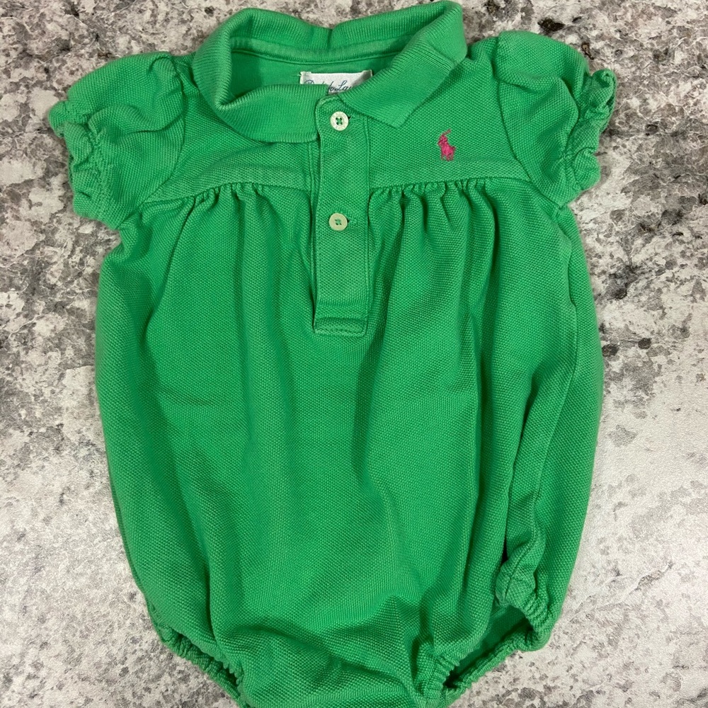 Ralph Lauren collared ruffled cuffs onesie